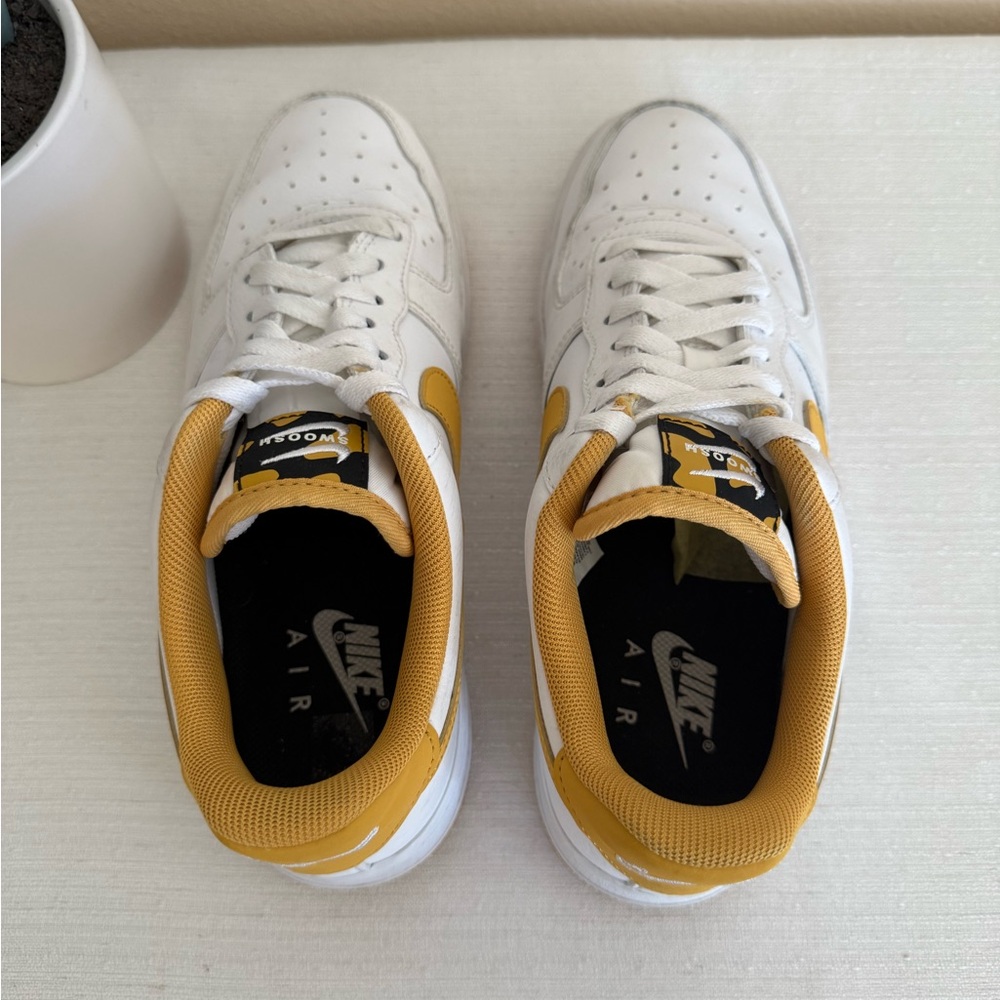 Nike Air White/Gold Leather Casual Sneakers - Picture 9 of 12